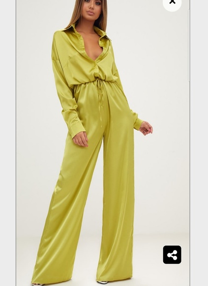 pretty little thing satin jumpsuit